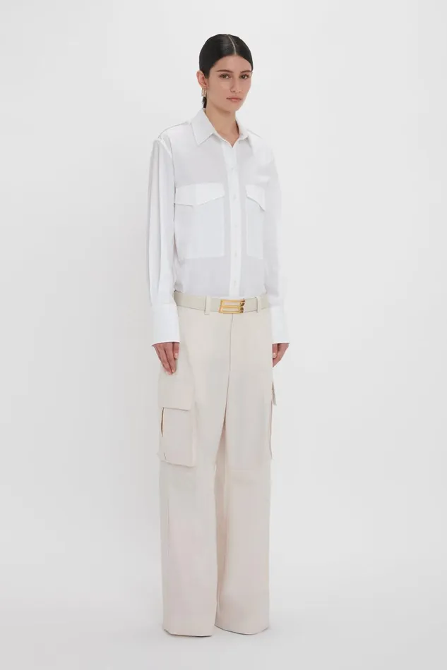 Trousers and Shorts Women Victoria Beckham Relaxed Cargo Trouser In Bone Trousers and Shorts Women Victoria Beckham Relaxed Cargo Trouser In Bone
