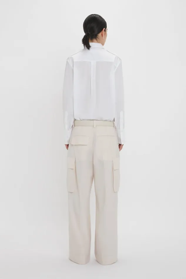 Trousers and Shorts Women Victoria Beckham Relaxed Cargo Trouser In Bone Trousers and Shorts Women Victoria Beckham Relaxed Cargo Trouser In Bone