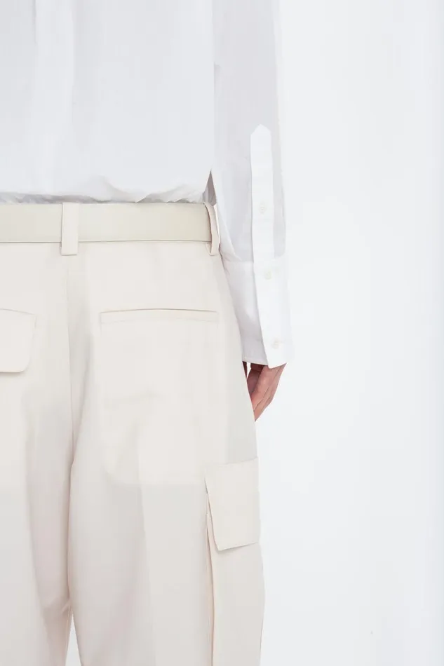 Trousers and Shorts Women Victoria Beckham Relaxed Cargo Trouser In Bone Trousers and Shorts Women Victoria Beckham Relaxed Cargo Trouser In Bone