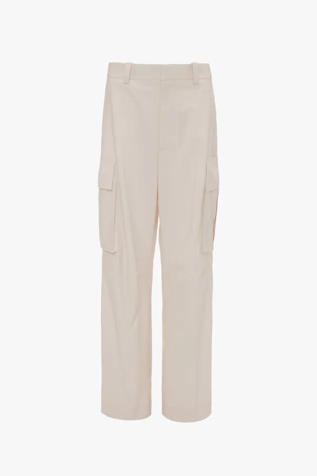 Trousers and Shorts Women Victoria Beckham Relaxed Cargo Trouser In Bone Trousers and Shorts Women Victoria Beckham Relaxed Cargo Trouser In Bone
