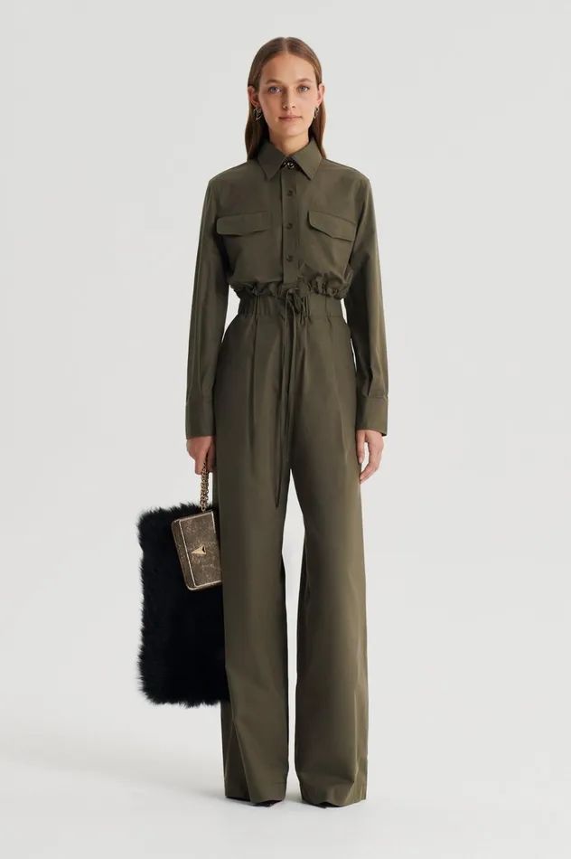 Trousers Women Scanlan Theodore PLEAT CARGO TROUSER Jungle