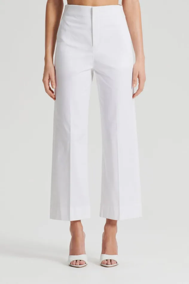 Trousers Women Scanlan Theodore SATEEN CROPPED WIDE LEG TROUSER White Trousers Women Scanlan Theodore SATEEN CROPPED WIDE LEG TROUSER White