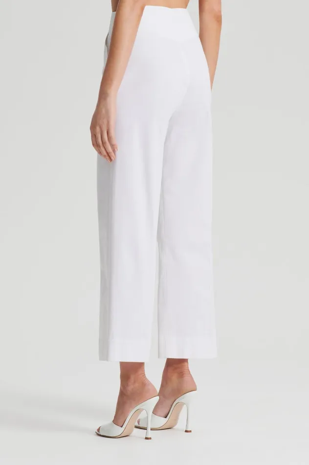 Trousers Women Scanlan Theodore SATEEN CROPPED WIDE LEG TROUSER White Trousers Women Scanlan Theodore SATEEN CROPPED WIDE LEG TROUSER White
