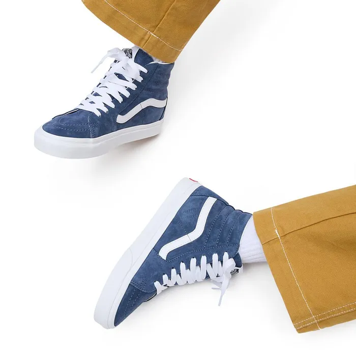 Vans Classics Women Sk8Hi Pig Suede Shoes Blue