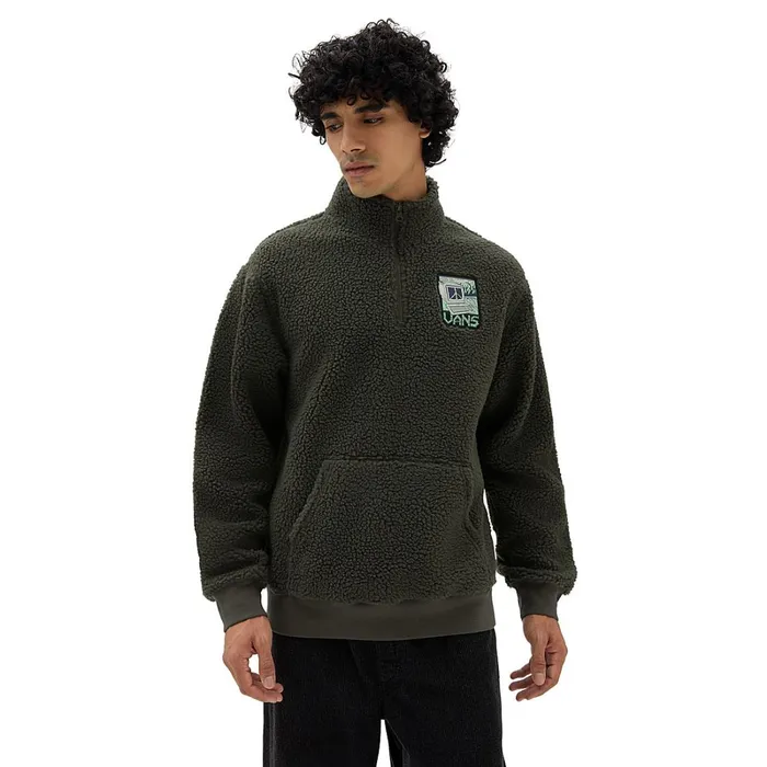 Vans Hoodies and Sweatshirts Men Martin Sherpa Q Zip Sherpa Fleece Green