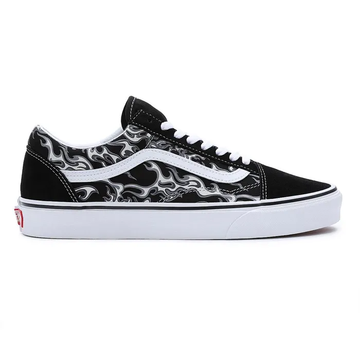 Vans Lowtop Shoes Women Flames Old Skool Shoes Black