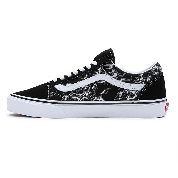 Vans Lowtop Shoes Women Flames Old Skool Shoes Black