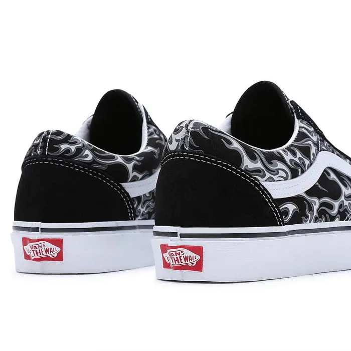 Vans Lowtop Shoes Women Flames Old Skool Shoes Black