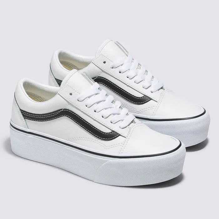 Vans Lowtop Shoes Women Old Skool Stackform Leather Shoes White