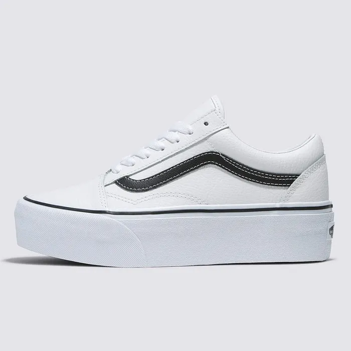 Vans Lowtop Shoes Women Old Skool Stackform Leather Shoes White