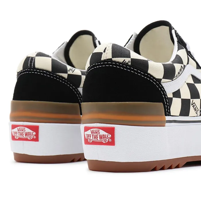 Vans Platform Shoes Women Checkerboard Old Skool Stacked Shoes Black White