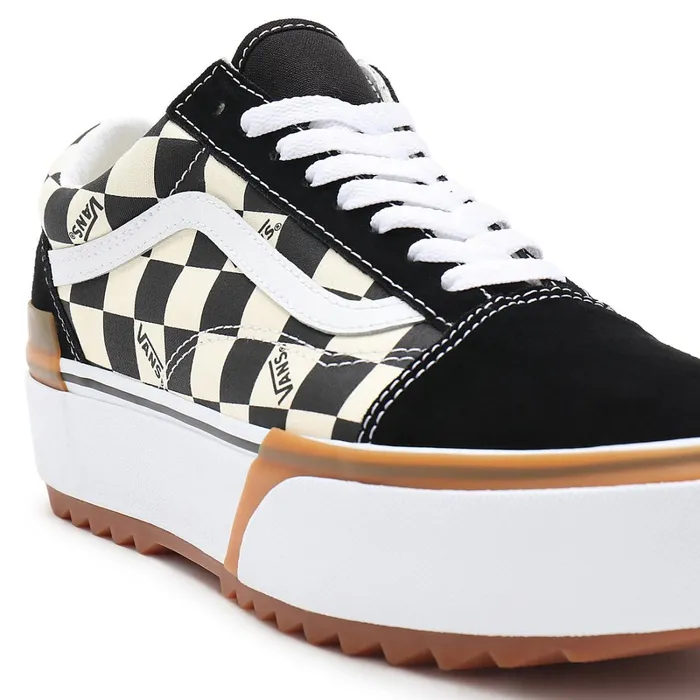 Vans Platform Shoes Women Checkerboard Old Skool Stacked Shoes Black White