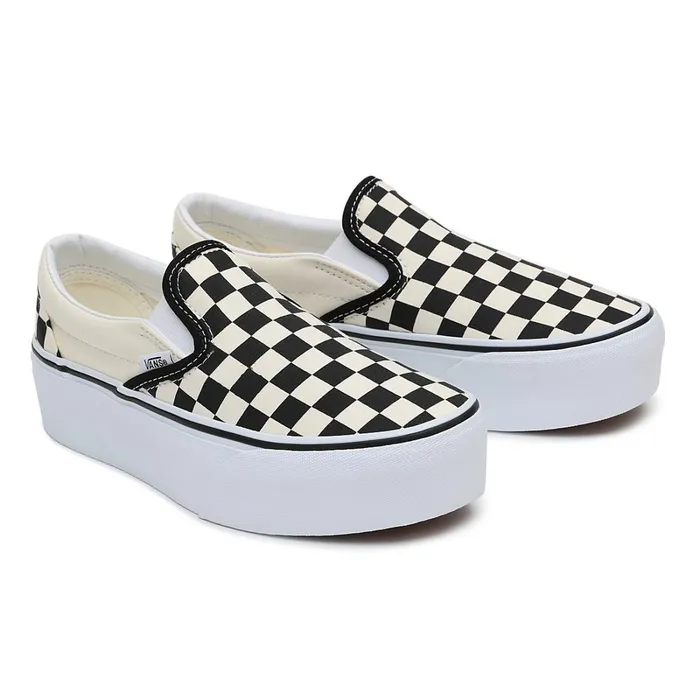 Vans Platform Shoes Women Classic SlipOn Stackform Shoes Black White