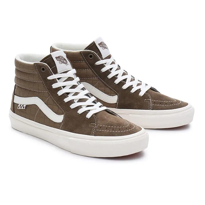 Vans Skate Shoes Men Quilted Skate Sk8Hi Shoes Brown