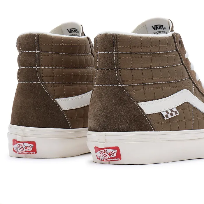 Vans Skate Shoes Men Quilted Skate Sk8Hi Shoes Brown