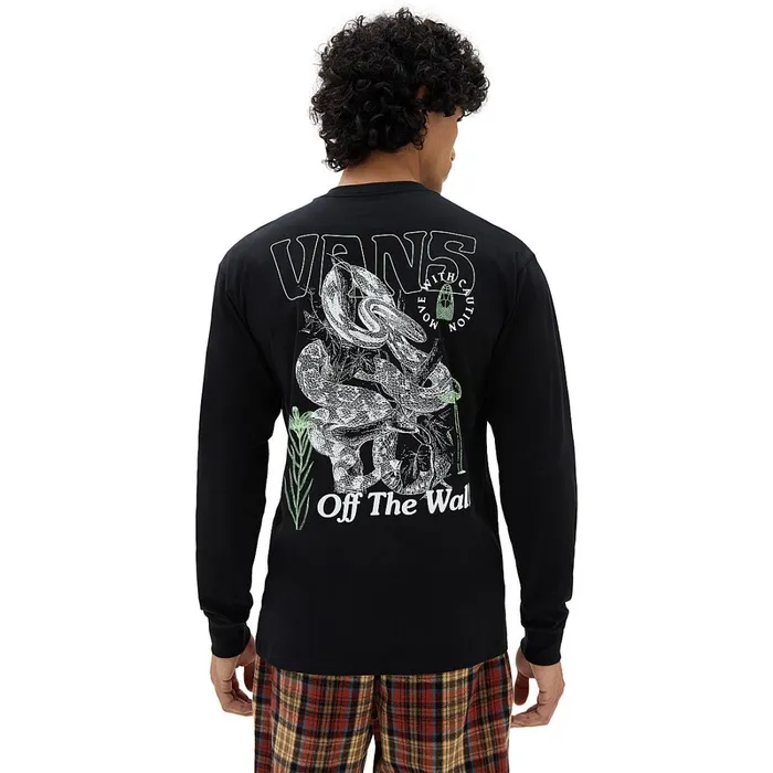 Vans Tshirts and Tanks Men Distorted Snake Long Sleeve TShirt Black
