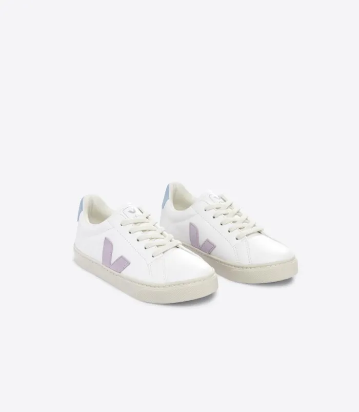 VEJA Esplar Kids ESPLAR LACES CHROMEFREE LEATHER WHITE PARME STEEL