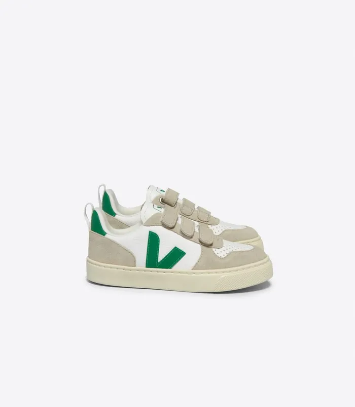 VEJA V10 Kids V10 CHROMEFREE LEATHER WHITE EMERAUDE