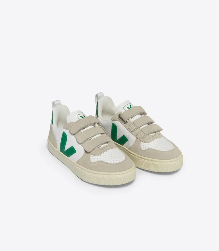 VEJA V10 Kids V10 CHROMEFREE LEATHER WHITE EMERAUDE
