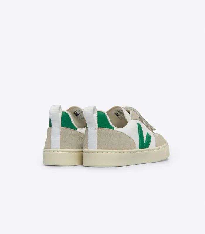 VEJA V10 Kids V10 CHROMEFREE LEATHER WHITE EMERAUDE