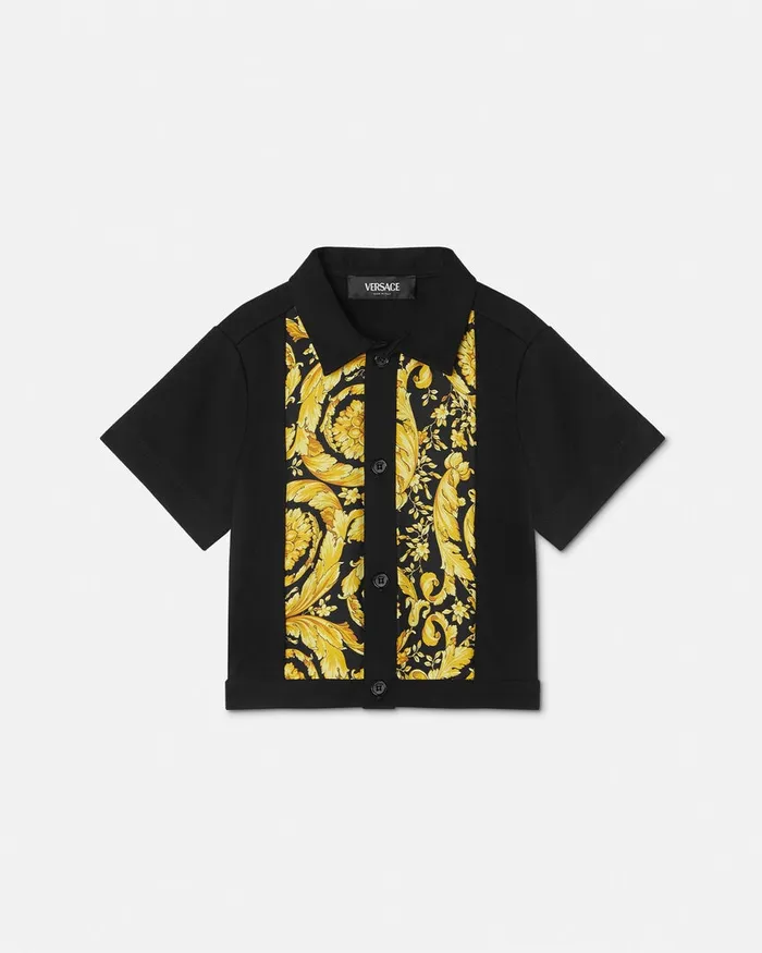 Versace Barocco Baby Overshirt Black Kids Shirts and Tshirts