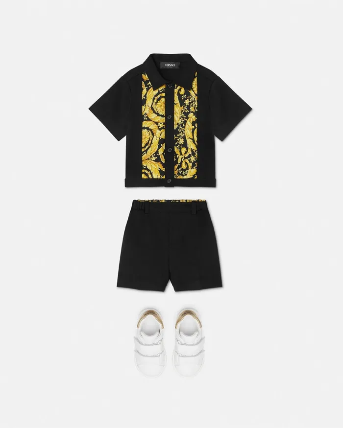 Versace Barocco Baby Overshirt Black Kids Shirts and Tshirts