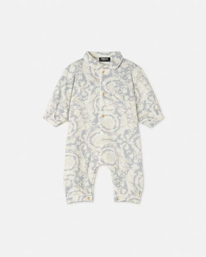 Versace Barocco Baby Sleepsuit Gray Kids Clothing