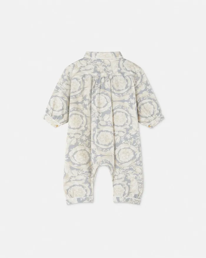 Versace Barocco Baby Sleepsuit Gray Kids Clothing