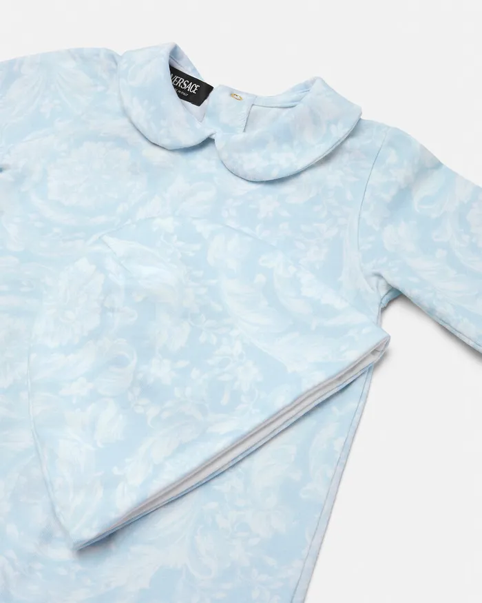 Versace Barocco Baby Sleepsuit Set Light Blue Kids Clothing
