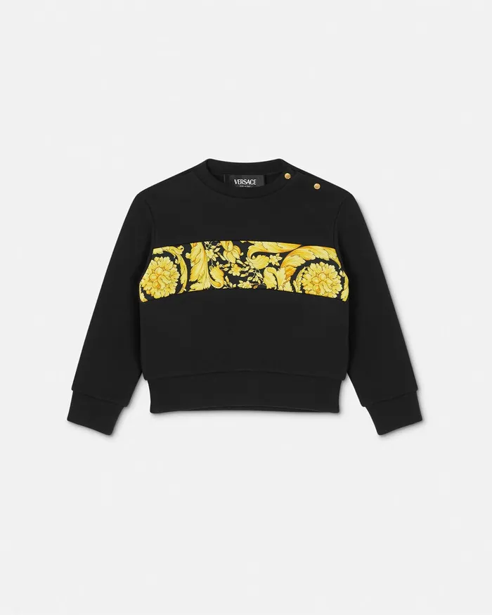 Versace Barocco Baby Sweatshirt Black Kids Knitwear and Sweatshirts