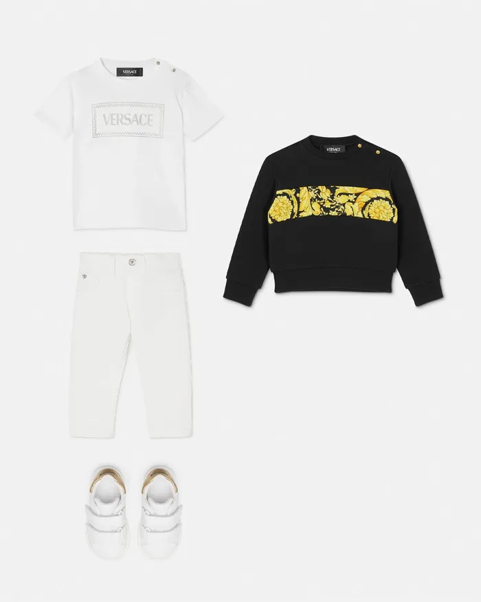 Versace Barocco Baby Sweatshirt Black Kids Knitwear and Sweatshirts