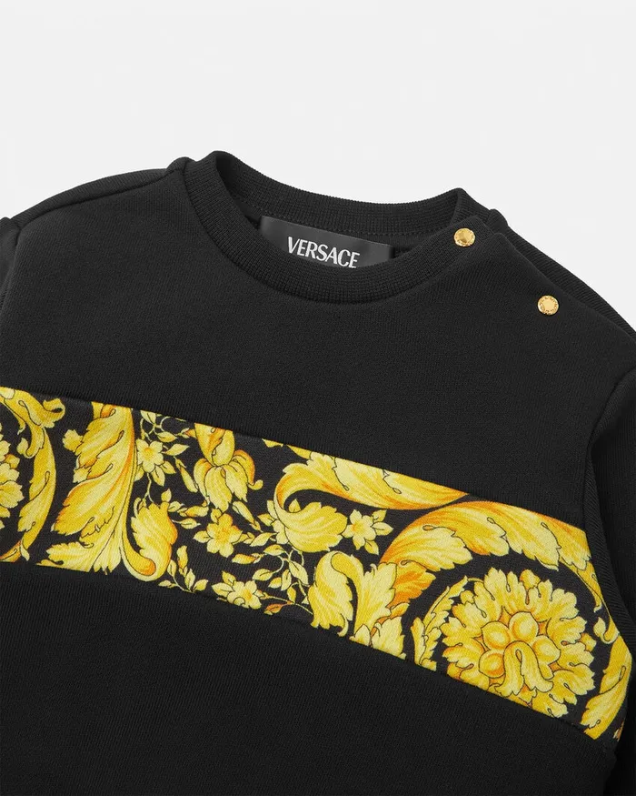 Versace Barocco Baby Sweatshirt Black Kids Knitwear and Sweatshirts