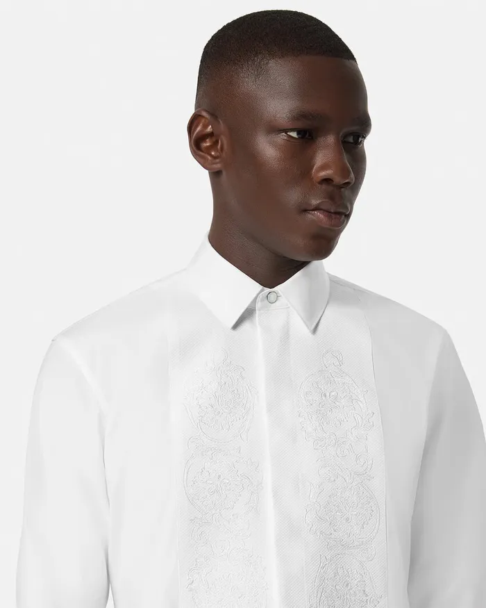 Versace Barocco Formal Shirt White Men Shirts