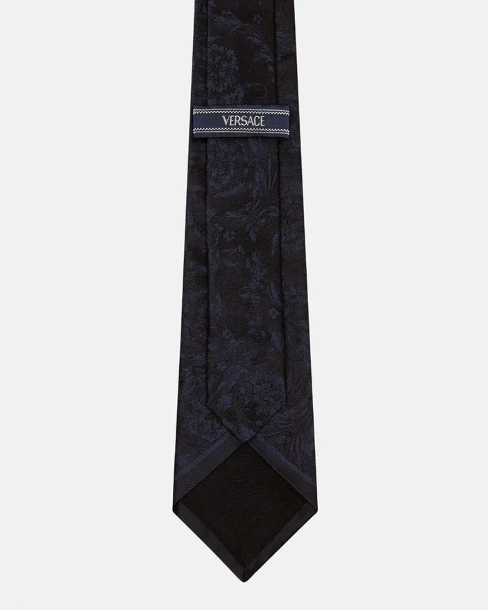 Versace Barocco Jacquard Silk Tie Blue Men Soft Accessories