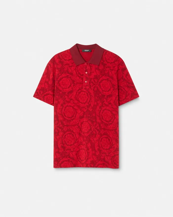 Versace Barocco Polo Shirt Red Men TShirts and Polos