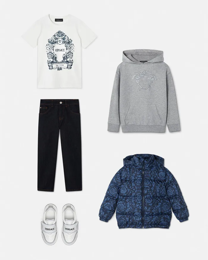 Versace Barocco Puffer Jacket Blueprint Kids Outerwear