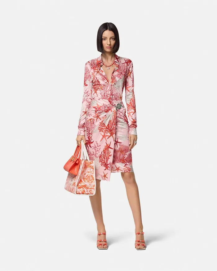 Versace Barocco Sea Fitted Shirt Pinkprint Women Shirts and Tops
