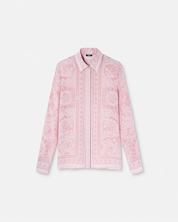 Versace Barocco Silk Shirt Pinkprint Women Shirts and Tops