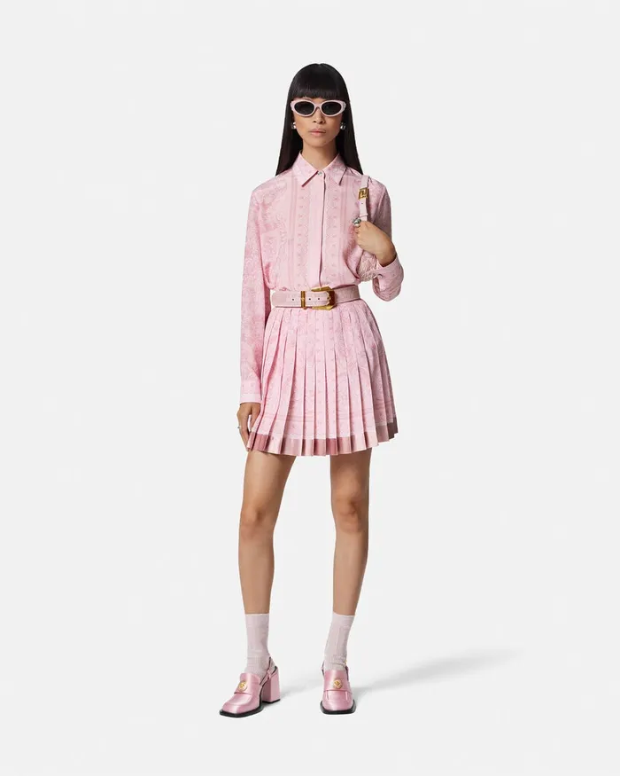 Versace Barocco Silk Shirt Pinkprint Women Shirts and Tops