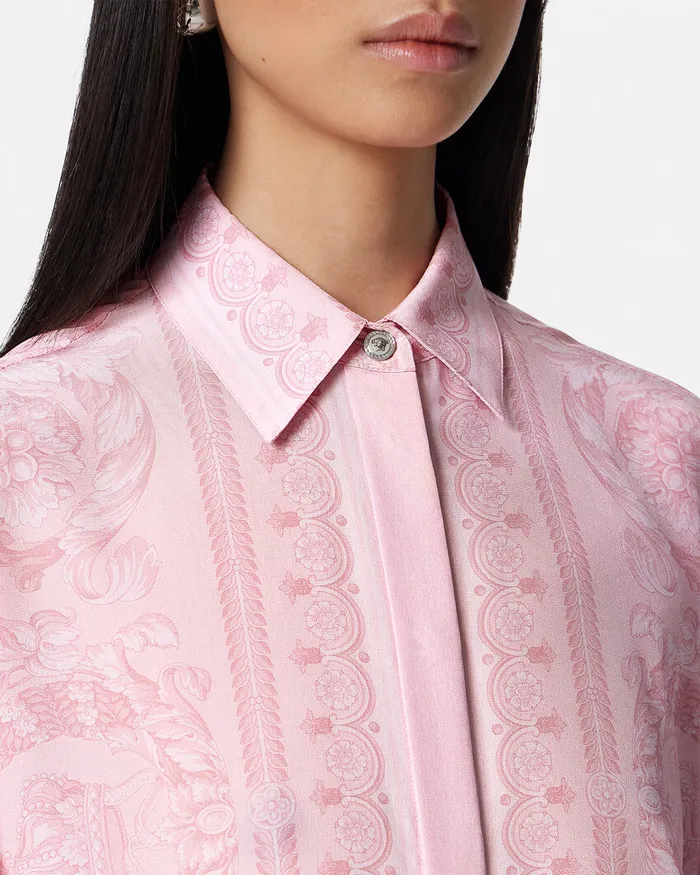 Versace Barocco Silk Shirt Pinkprint Women Shirts and Tops