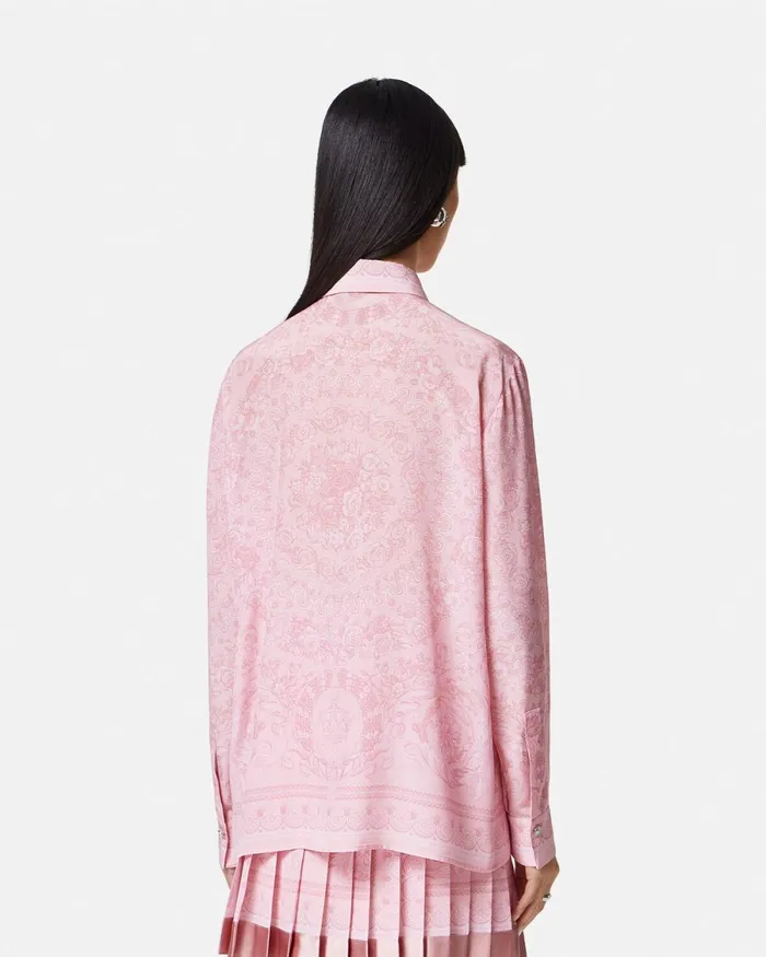 Versace Barocco Silk Shirt Pinkprint Women Shirts and Tops