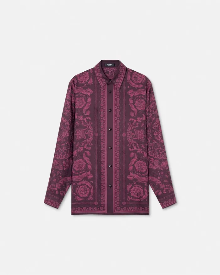 Versace Barocco Silk Shirt Print Men Shirts