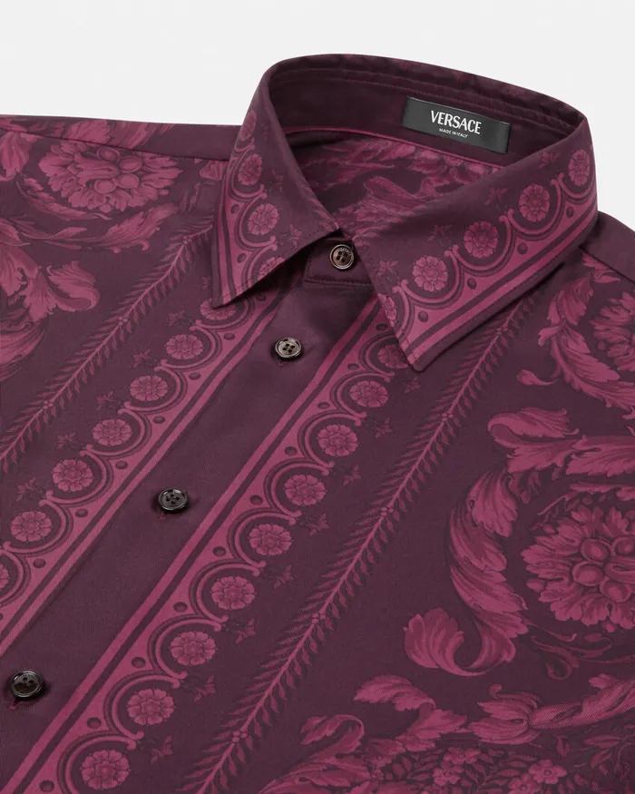 Versace Barocco Silk Shirt Print Men Shirts