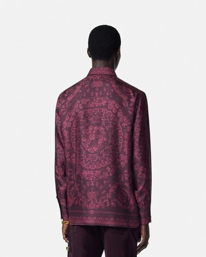 Versace Barocco Silk Shirt Print Men Shirts