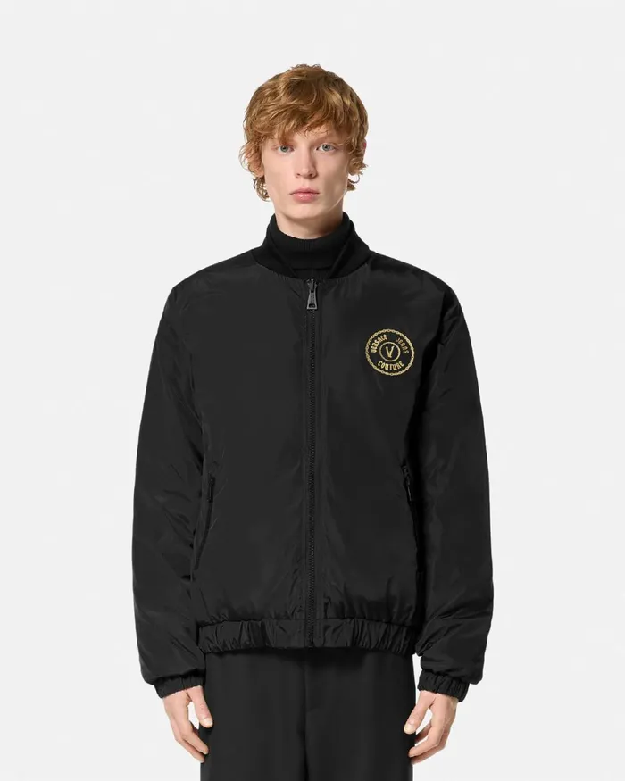 Versace Chain Couture Reversible Puffer Jacket Blackgold Men Jeans Couture