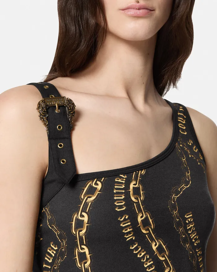Versace Chain Couture Top Blackgold Women Jeans Couture