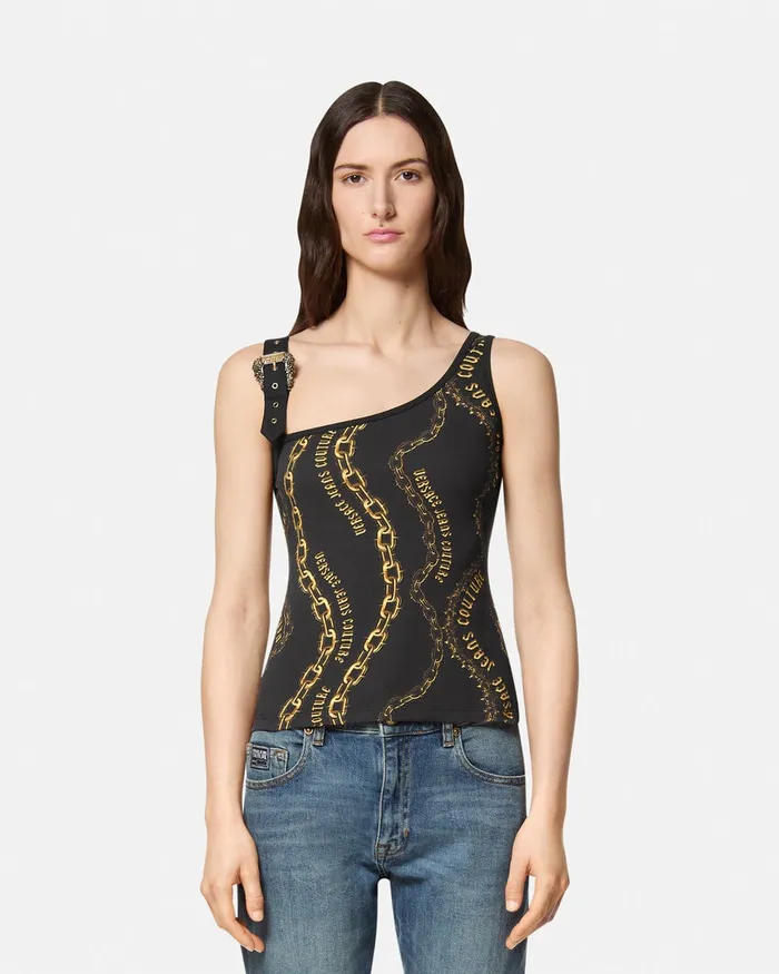 Versace Chain Couture Top Blackgold Women Jeans Couture