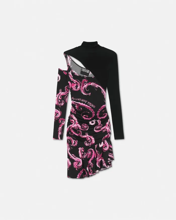 Versace Chrome Couture Cutout Midi Dress Blackpink Women Jeans Couture