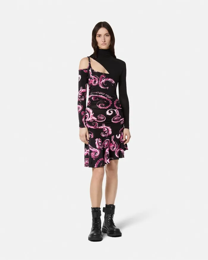Versace Chrome Couture Cutout Midi Dress Blackpink Women Jeans Couture