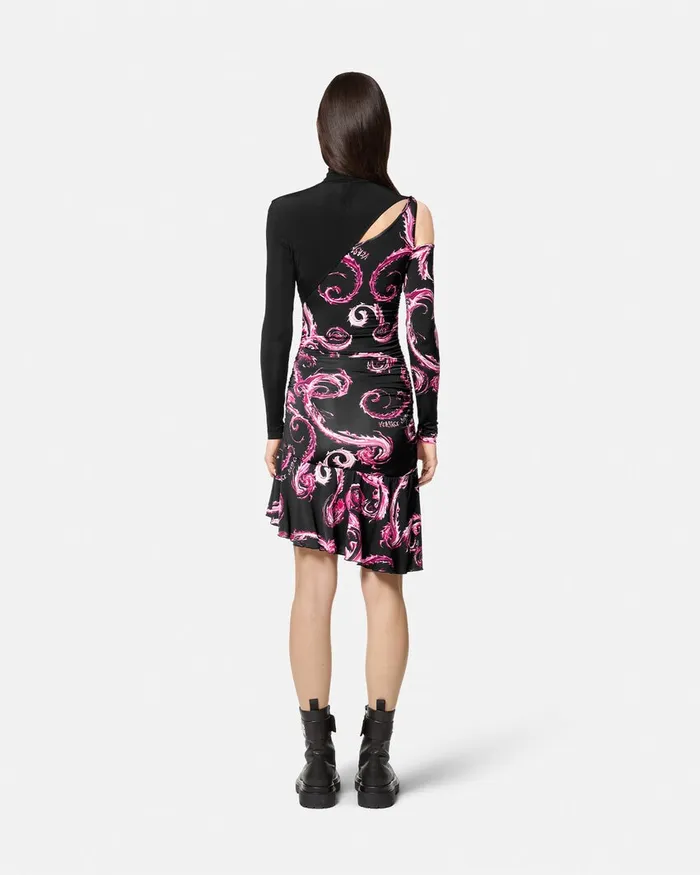 Versace Chrome Couture Cutout Midi Dress Blackpink Women Jeans Couture